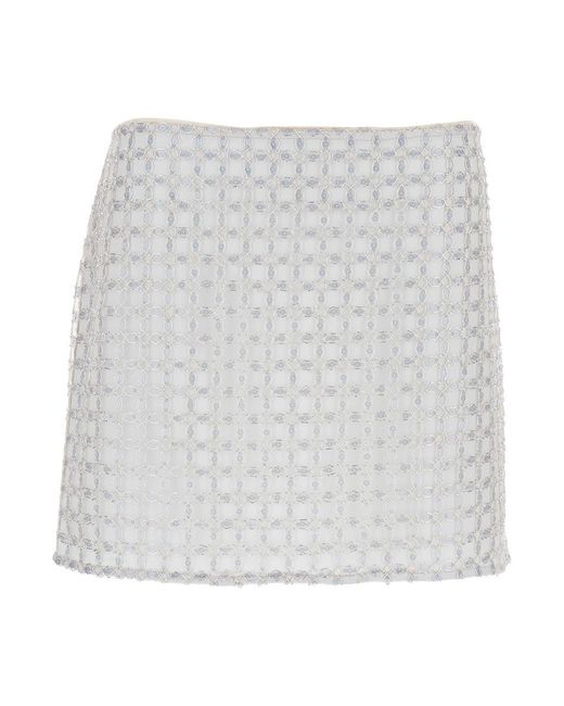 ROTATE BIRGER CHRISTENSEN Gray Beaded Midi Skirt