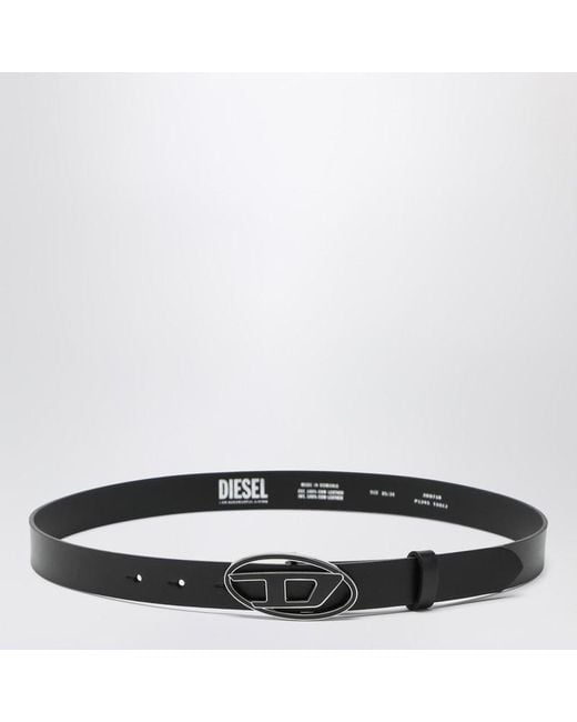 DIESEL Black Leather Belt With Oval D Buckle