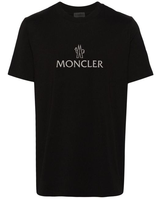 Moncler Black Logo-print Cotton T-shirt for men