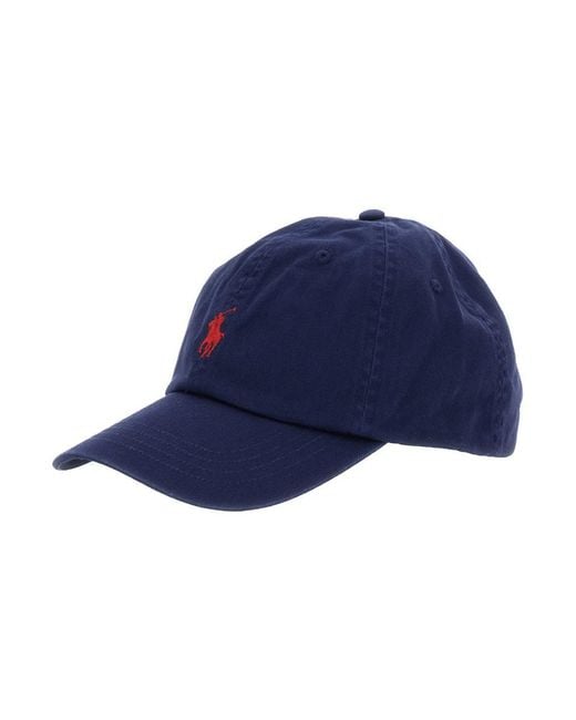 Polo Ralph Lauren Blue Baseball Cap With Pony Embroidery On The Front And Rear Adjustable Buckle Closure