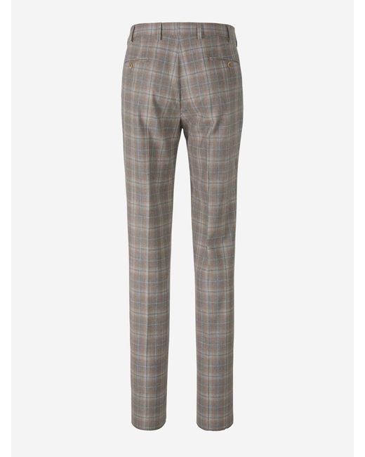 Marco Pescarolo Gray Formal Checked Trousers for men