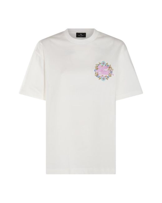 Etro White Multicolour Cotton T-Shirt