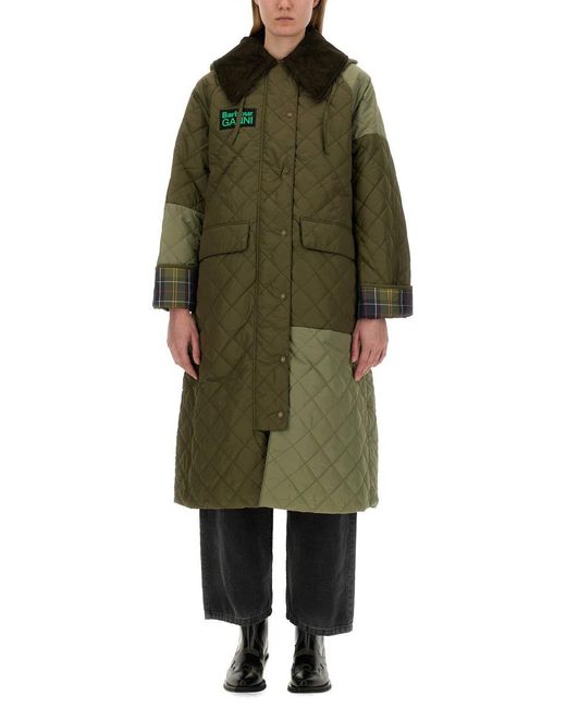 BARBOUR X GANNI Green "Burghley" Quilted Jacket