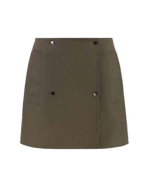 Burberry Green Bonded Gabardine Trench Mini Skirt