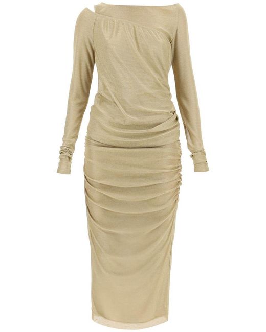 Dolce & Gabbana Natural Long Dress In Lurex Knit