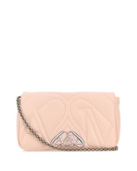 Alexander McQueen Pink Leather Small Seal Shoulder Bag