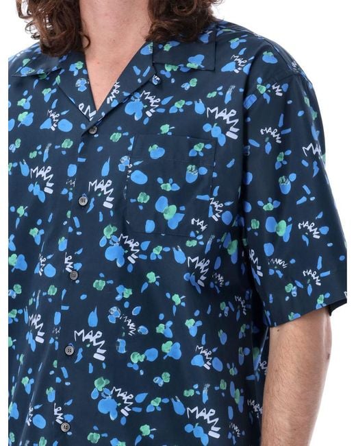 Marni Blue Poplin Bowling Shirt for men