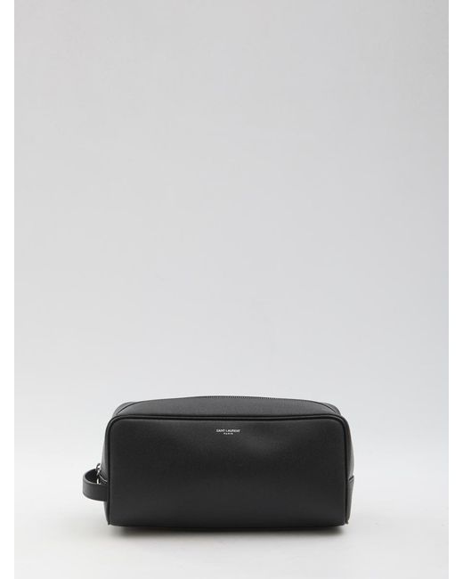 Saint Laurent Black Leather Toiletry Case for men