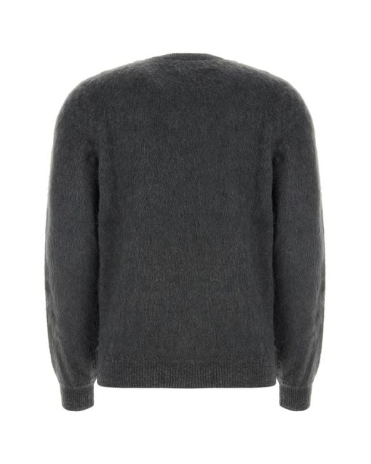 Fendi Gray Embroidered Wool Blend Sweater for men