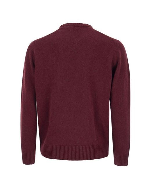 Paul & Shark Purple Wool Crew Neck With Arm Patch for men