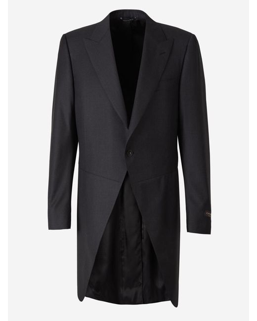 Canali Black Mottled Wool Morning Coat for men