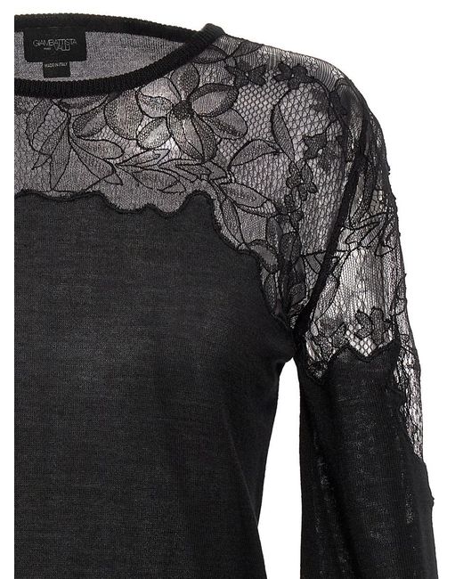 Giambattista Valli Black Lace Insert Blouse Shirt, Blouse