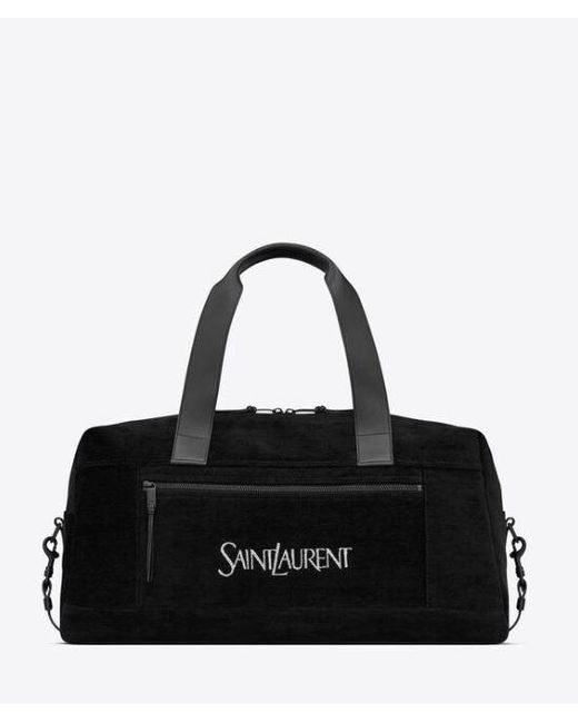 Saint Laurent Black Logo-Jacquard Zipped Duffle Bag for men