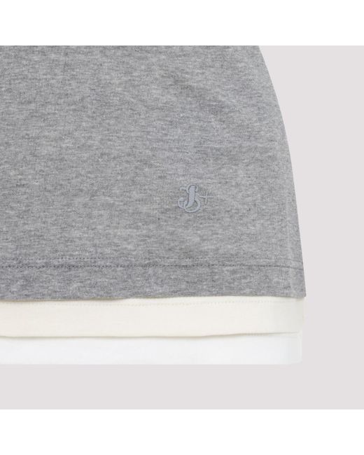 Jil Sander Gray Fitted Sleeveless Top With Contrasting Hem Layer