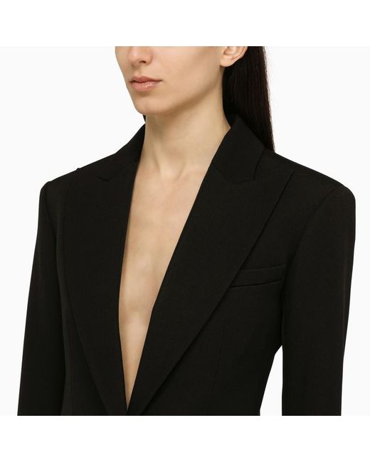 Balmain Black Wool Single Breasted Jacket With Jewelled Buttons