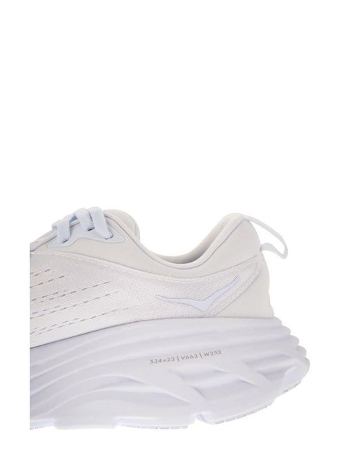 Hoka One One White Bondi 8 - Ultra-shortened Sports Shoe