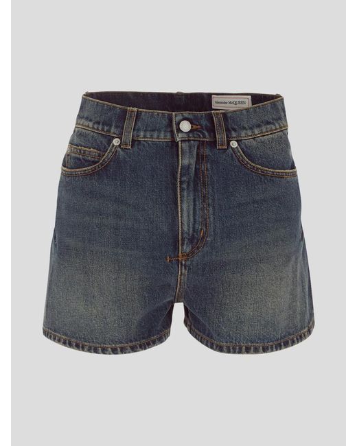 Alexander McQueen Blue Denim Shorts