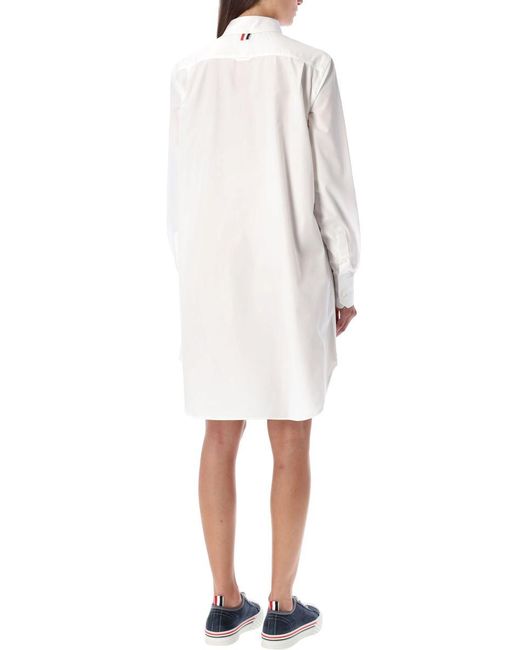 Thom Browne White Oxford Shirt Dress