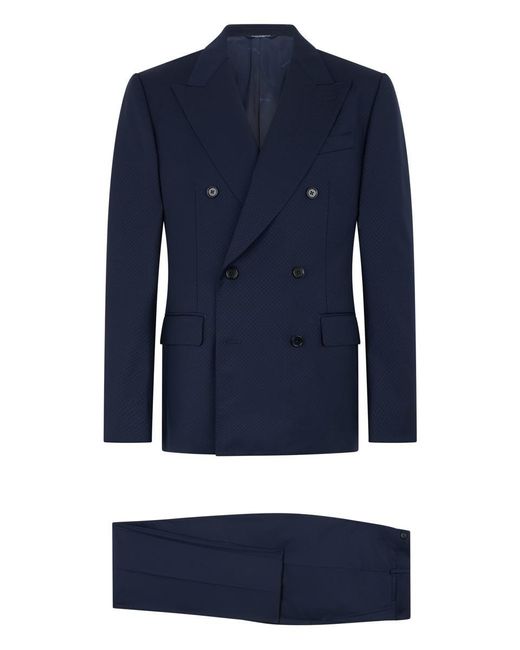 Dolce & Gabbana Blue Two-Piece Wool Suit for men