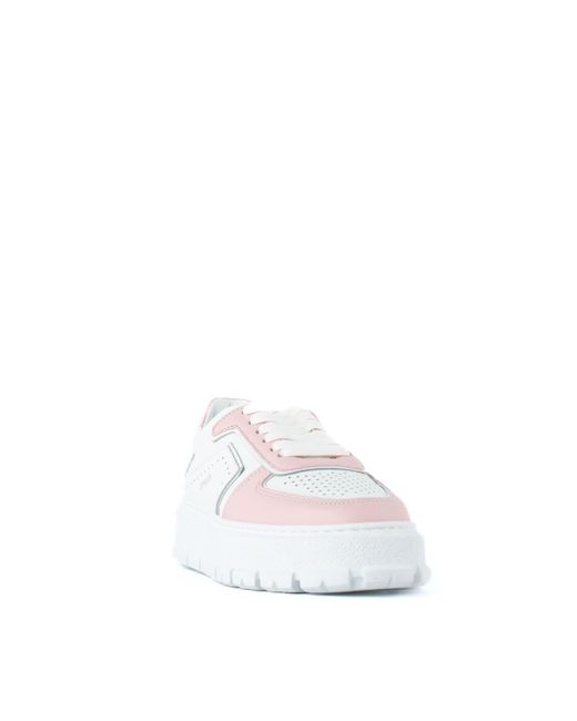 COPENHAGEN White Two-tone Leather Sneakers Pink Details