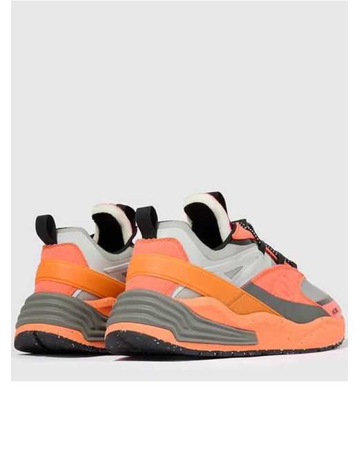 Piquadro Orange Fabric Sneakers Shoes for men