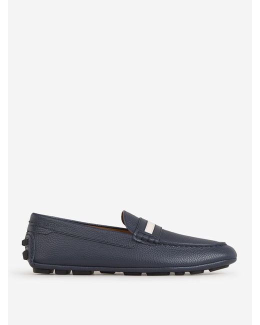 Bally Blue Striped Leather Loafers for men