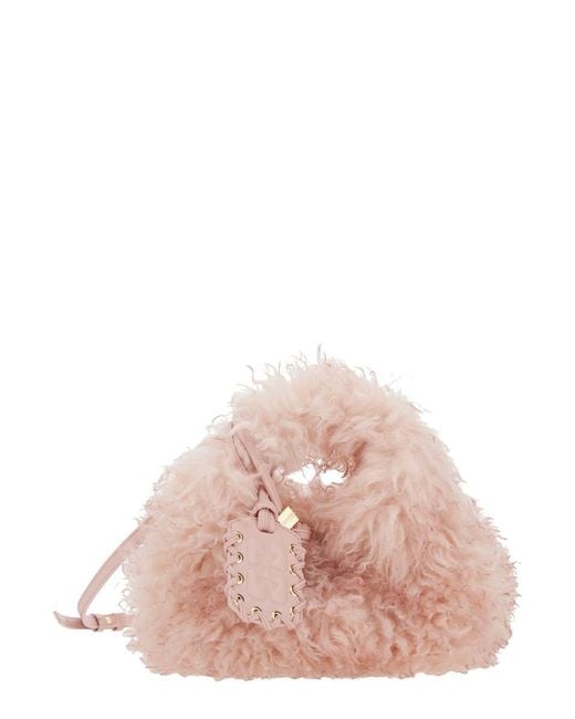 Ganni Pink Handbag With Adjustable And Removable Shoulder Strap And Top Zip Closure