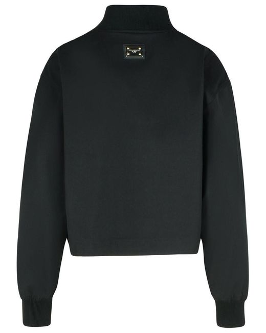 Dolce & Gabbana Black Cotton Blend Bomber Jacket