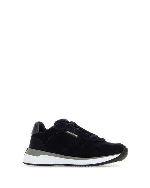 Ferragamo Black Salvatore Dark Suede Sneakers for men