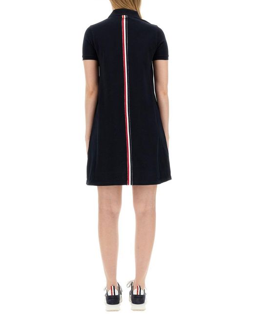 Thom Browne Black Cotton Pique Polo Shirt Dress
