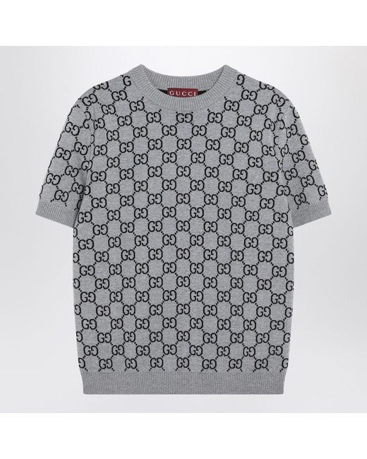Gucci Gray Grey/black Sweater With Gg Pattern