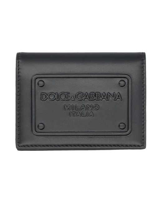 Dolce & Gabbana Gray Card Holder With Embossed Logo for men