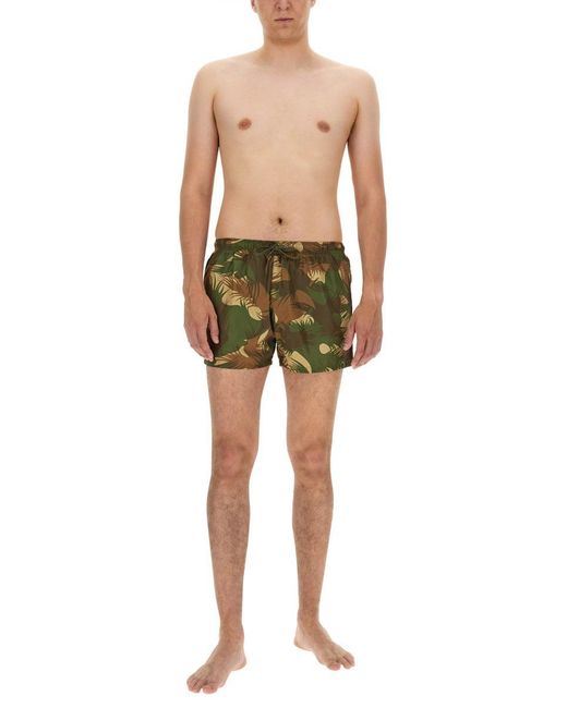 Moschino Green Camouflage Swimsuit for men