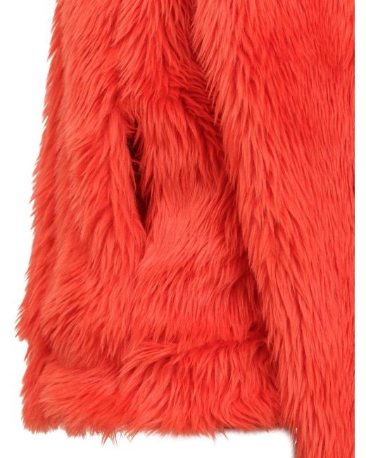MSGM Red Jacket With Fur