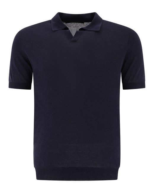 Tagliatore Blue Silk Polo Shirt for men