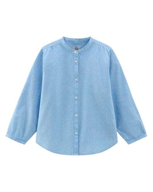 Woolrich Blue Cotton And Linen Blend Shirt
