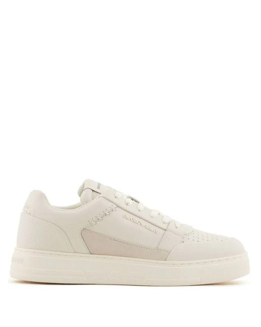 Emporio Armani White Suede Sneaker Shoes for men