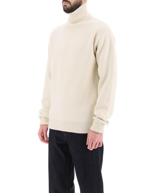 Jil Sander White Side Zip High Neck Sweater for men