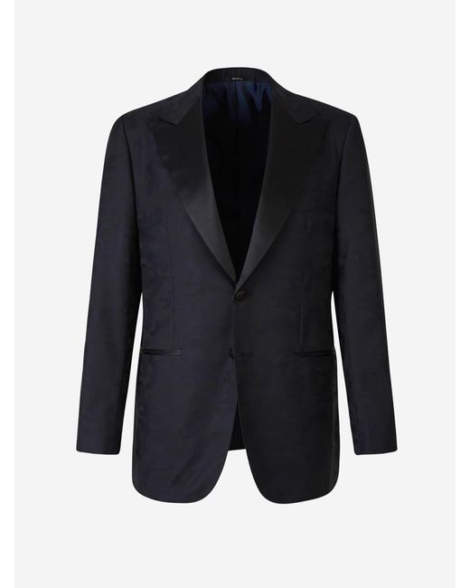 Sartorio Napoli Blue Camouflage Pattern Blazer for men