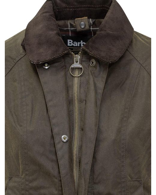 Barbour Gray Waxed Jacket With Velvet Collar