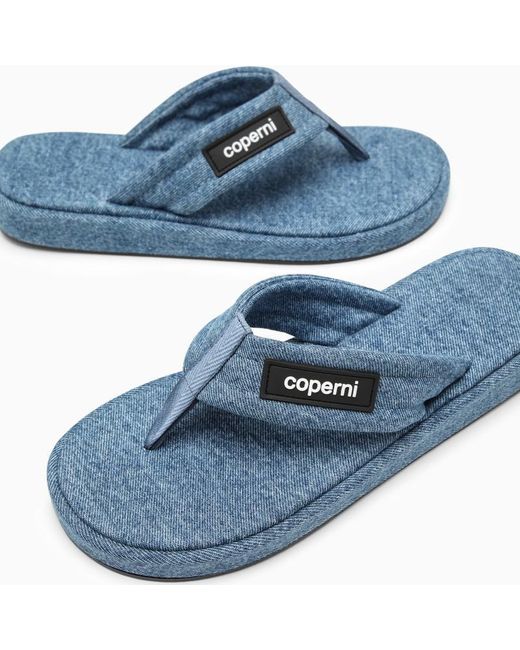 Coperni Blue Denim Flip-flops With Logo
