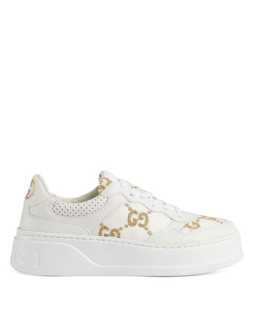 Gucci White GG Canvas & Leather Sneaker