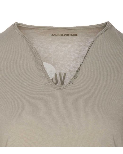 Zadig & Voltaire Gray Tunisien Rhinestone And Brand-print Cotton T-shirt