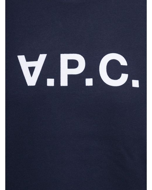 A.P.C. Blue 'Elisa' Crewneck Sweatshirt With Contrasting Logo Print In