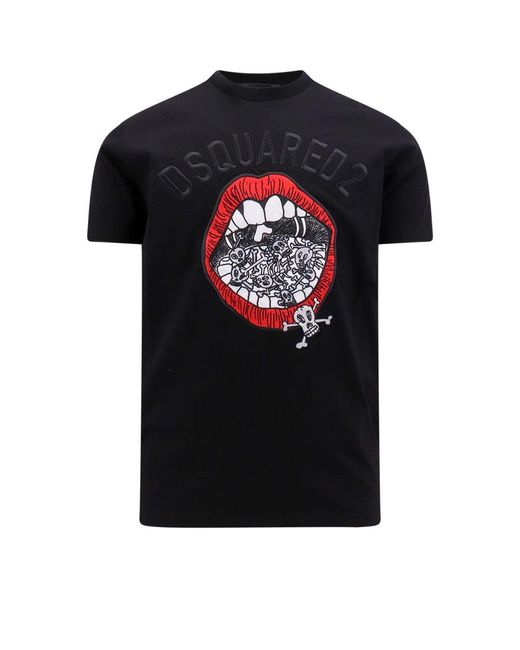 DSquared² Black Cool Fit Embroidered Tee for men