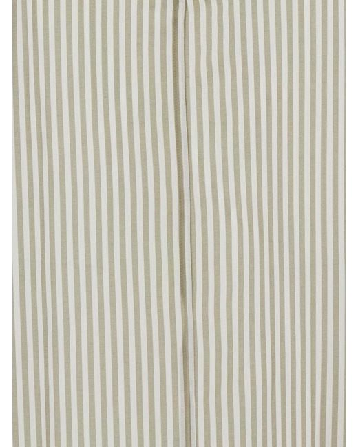 Jucca White Caftan With V Neckline And All-Over Striped Motif