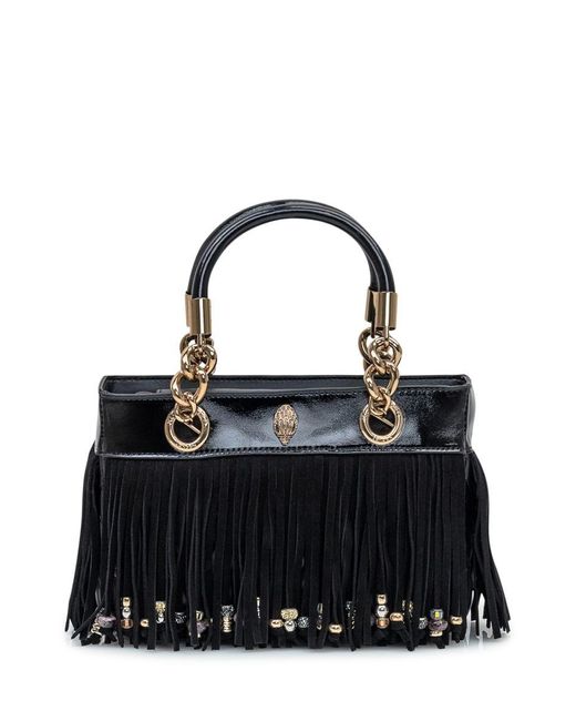 Kurt Geiger Black Kurt Geiger Kensington Hand Bag With Fringes And Studs