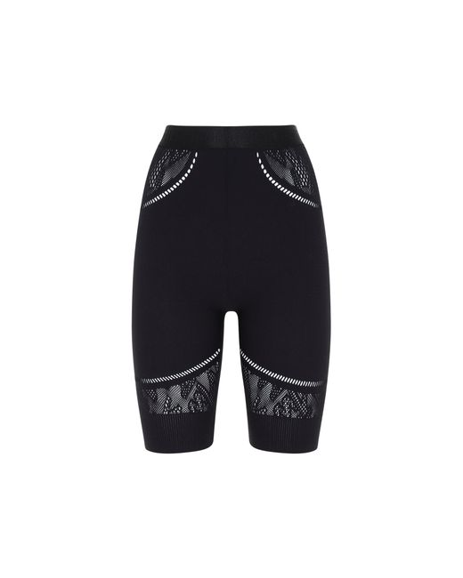 Wolford Black Nylon Sporty Logo Net Shorts Pants