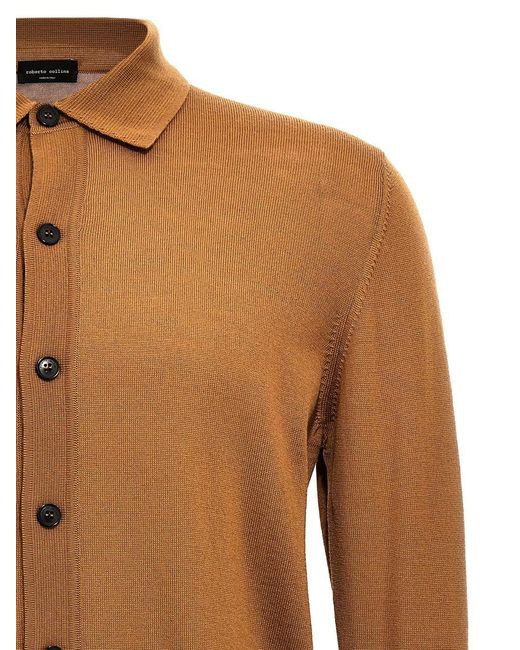Roberto Collina Brown Knitted Shirt for men