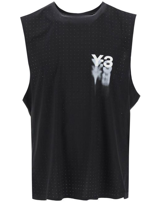Y-3 Black Y-3 Perforated Tank Top With Faded for men